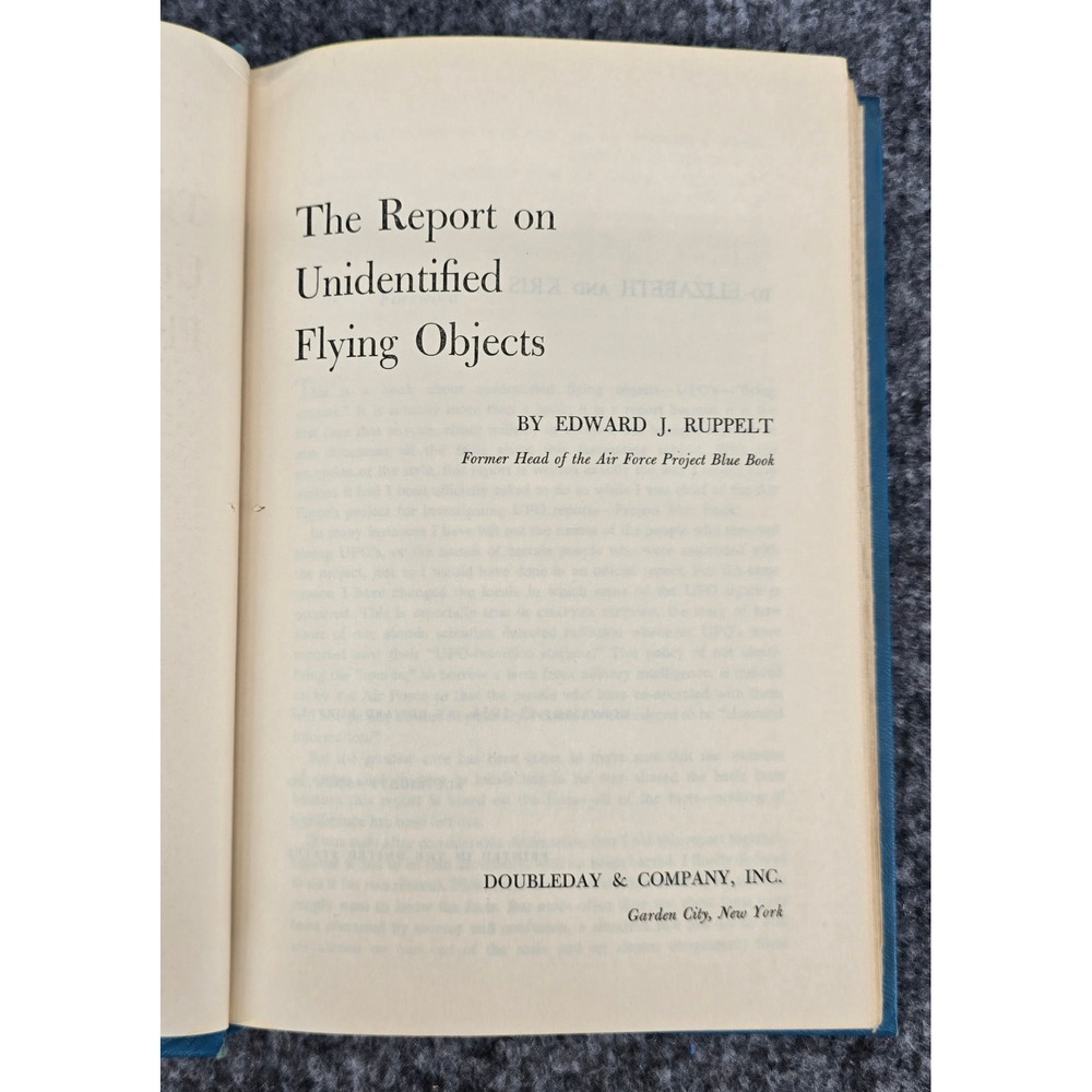 Report on Unidentified Flying Objects Book Ruppelt Hardcover Doubleday 1956 1st